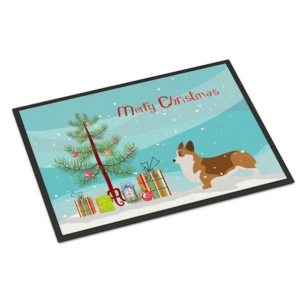 Carolines Treasures BB2938JMAT Corgi Merry Christmas Tree Indoor or Outdoor Mat; 24 x 36 BB2938JMAT - main
